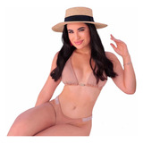 Bikini Brasileño Talla S Color Beige Con Brillos