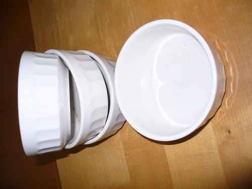 Set De 4 Cazuelas-bowls De Ceramica Blanca - Usa -