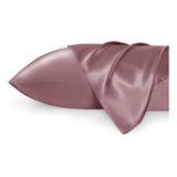 Fundas Para Almohada Queen De Saten Rosa Opaco 50 X 76 Cm