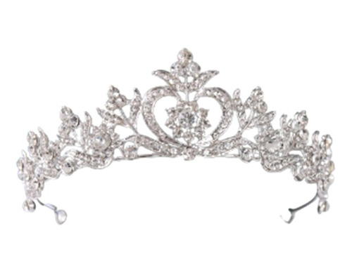 Tiara  Plateada Coronas Para Boda Quinceañera En Cristal 