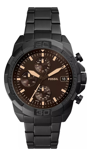 Reloj Hombre Fossil Fs5851 Cuarzo Pulso Negro En Acero