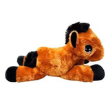 Caballo De Peluche Acostado 75cm Suave Rex Color Marrón Claro