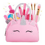 Set De Belleza Para Niñas Bolsa Unicornio Con Maquillaje