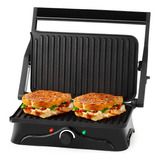 Prensa Y Parrilla Panini De 2 Rebanadas, Negro/acero Inox, A