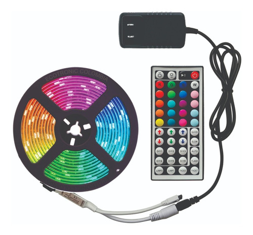 Cinta Led Multicolor Rgb Luz 5050 5mts + Control + Adaptador