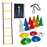 Kit Treino Funcional 10 Cones + 10 Pratos + Escada Agilida