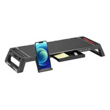 Suporte Mesa P/ Monitor, Bm-100bk Notebook, Tv C/ 4 Usb E Gaveta