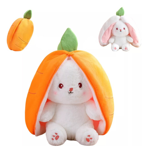 35cm Conejo De Peluche Fresa Con Cierre Reversible Kawaii