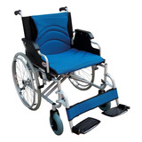 Silla De Ruedas Extra Suave Y Extra Grande Color Azul, Negro Y Plata