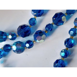 Collar Cristal Fasetado Irisdicente Color Topacio Azul 