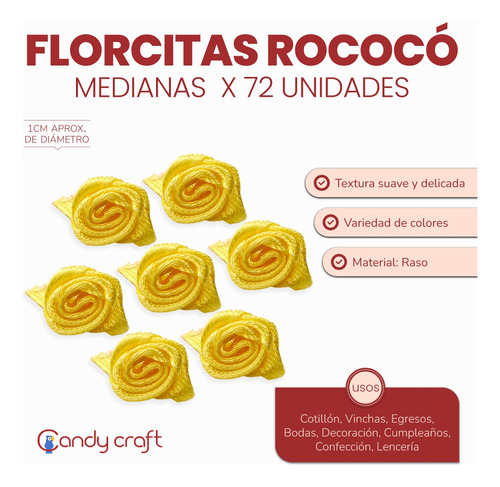 Flores Artificiales De Tela Rococo Medianas 1 Cm  X 72 U