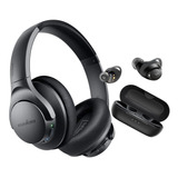 Combo Auriculares + Headphones Inalambricos, Negro Soundc...