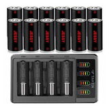 12 Pack 3 7v 750mah Baterías Recargables Y Cargador Le...