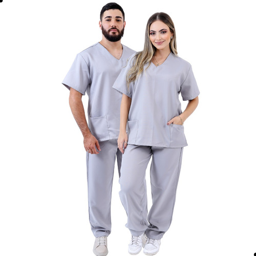 Pijama Cirúrgico Oxford Masculino Premium Bordado Gratis