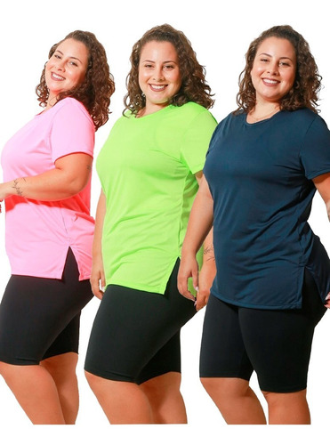 Kit 3 Camiseta Feminina Plus Size Veste Legging Gg Ao G5