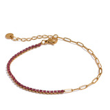 Pulsera Rea Acero Chapado Oro 18k Cintillo Circones