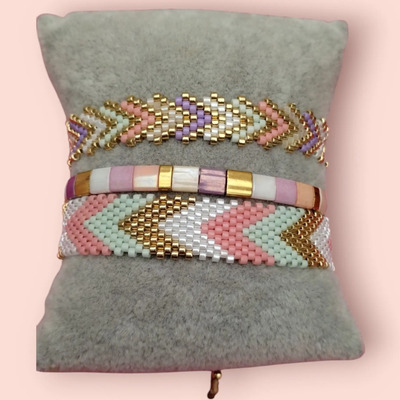 Pulseras Miyuki Rosas Rosa