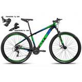 Bicicleta Aro 29 Gts Prom5 Urban Câmbios Shimano 24v Disco Tamanho Do Quadro 17   Cor Preto/vede Com Azul