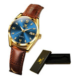 Relojes Sencillos Olevs Con Calendario Luminoso Para Mujer Color Del Bisel Dorado Color Del Fondo Azul
