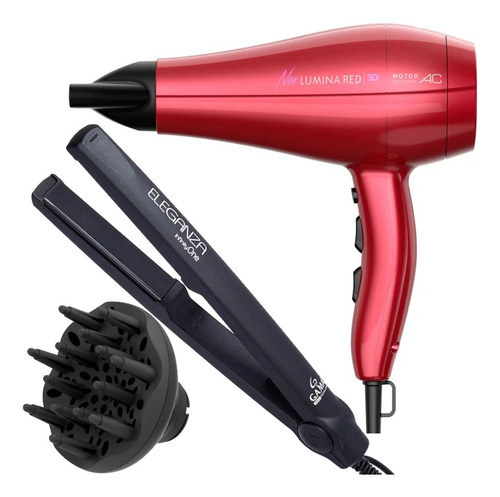 Secador De Cabelo Gama 2200w Salão Ion Difusor Prancha Larga