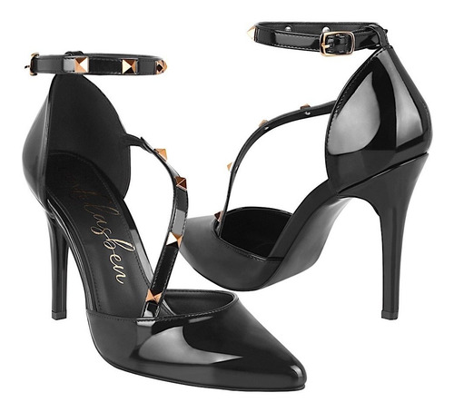 Tacones Dama Clasben Love 825569 Charol Negro