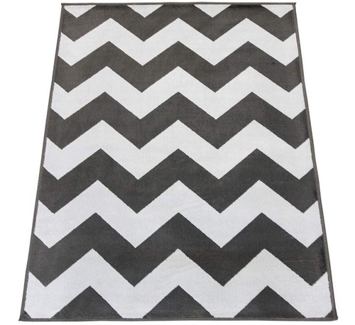 Tapete Belga Geométrico Chevron Zigzag Preto Branco 1x1,5m