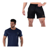 Conjunto! Remera Hombre Deportiva + Short Bolsillos Lycra Ng