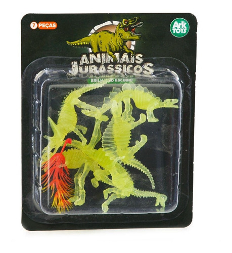 Dinossauro Esqueleto Fossil 7pç Brinquedo Plástico Miniatura