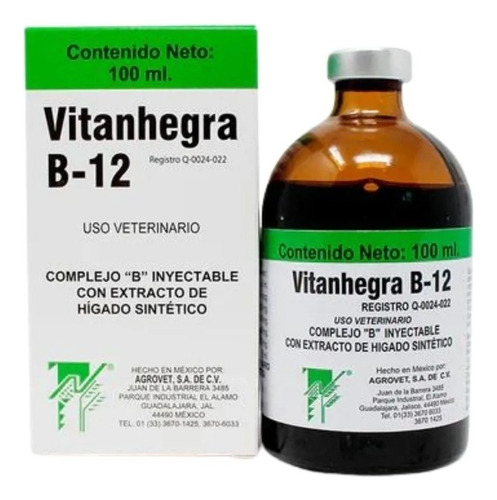 Vitanhegra B-12 100 Ml Gallos Bovinos Equinos Perros Gatos