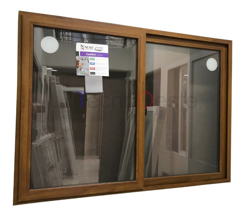 Ventana Nexo Dvh Pvc Símil Madera 150x110 + Mosquitero