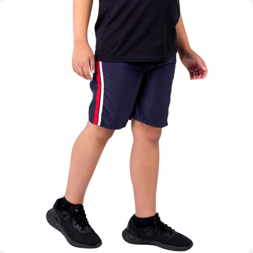 Bermuda Short Infantil Masc Tactel Faixa Lateral Verão 014