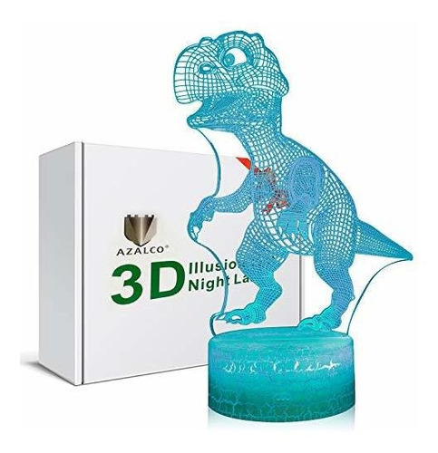 Lámpara De Noche 3d Ilusión Dinosaurio 7 Cambio De Co...