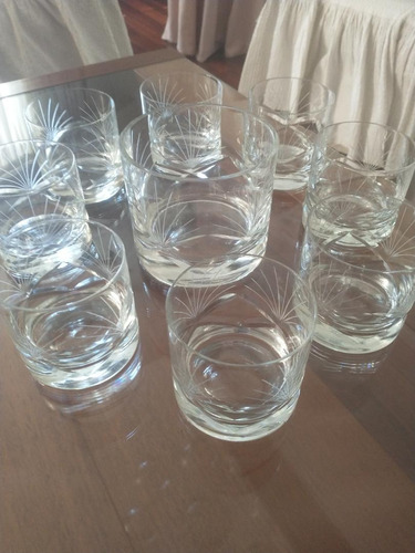 Set De 8 Vasos De Whisky Tallados Y Recipiente Para Hielo.