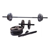 Kit Entrenamiento Barra + 2 Mancuernas + 40kg De Discos