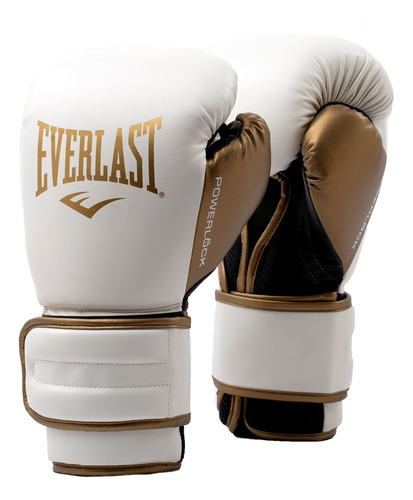 Everlast Powerlock2 - Guantes De Boxeo Blanco/dorado, 12 On.