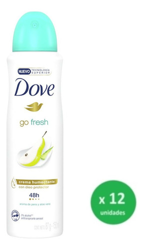 Pack Desodorante Dove Pera Y Aloe 150ml X 12 Un - Dh Tienda