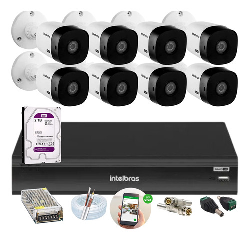 Kit Intelbras 08 Vhl 1220b Full Hd Dvr 16ch Mhdx 3116 C/2tb