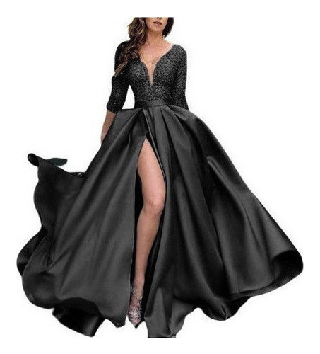 Elegante Vestido De Noche De Satén [u]