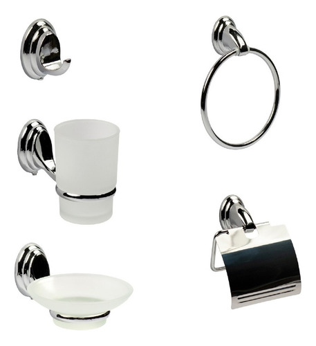 Set De Baño Cromado 5 Piezas Accesorios Kit Kübel