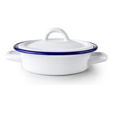 Cacerola Mini De Peltre C/ Tapa Plato Para Huevos 14cm Ibili Color Blanco