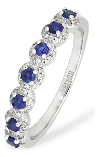 Churumbela De Zafiro Con Moissanita Oro Blanco 14k - Aissa