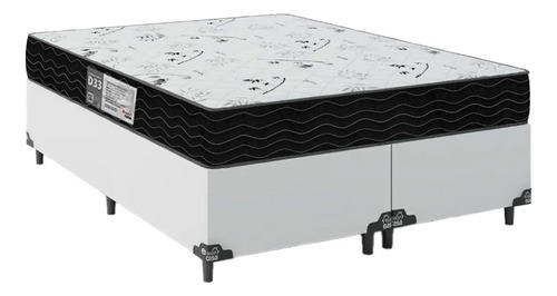 Cama Box Casal Bipartido + Colchão D33 One Face - Branco