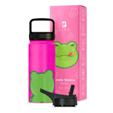 Termo De Agua Para Niños 18oz Con Popote Y Asa, B Life Rana