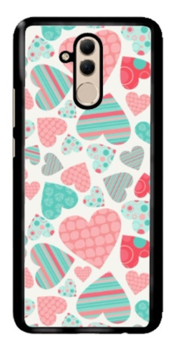 Funda Protector Para Huawei Corazones Rosa Azul Moda Colores