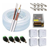 Kit Instalação 4 Câmeras Segurança Cabo Fonte 12v Conectores