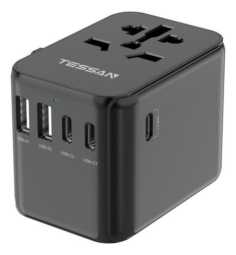 Adaptador De Viaje Todo En Uno, Salida Universal, 3 Usb C++