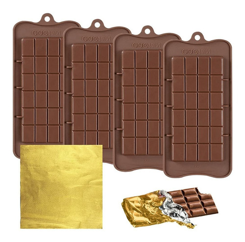 4 Moldes De Chocolate Con 100 Enorios De Papel De Alumi...