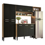 Cozinha Compacta Arizona Glam Com Armário E Balcão Carraro Cor Carvalho/preto