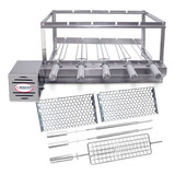 Combo Grill Giratório 5 Espetos Inox + 3 Grelhas + 2 Espadas Cor Esquerdo Bivolts (127/220v)