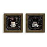 2 Quadros Decorativos Retrô Vintage Café Coffee Shop Kit